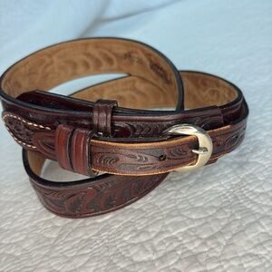 Tooled Leather Western Belt | Wright | Size 36